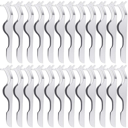 24 Pieces False Eyelashes Applicator Tool Stainless Steel Eyelash Extension Tweezers Remover Clip Tweezers Nipper Eyelash Auxiliary Clip for Women Girls Makeup Application and Removal (Black) Health & Beauty > Personal Care > Cosmetics > Cosmetic Tools > Makeup Tools Honoson Silver Color  