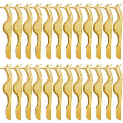 24 Pieces False Eyelashes Applicator Tool Stainless Steel Eyelash Extension Tweezers Remover Clip Tweezers Nipper Eyelash Auxiliary Clip for Women Girls Makeup Application and Removal (Black) Health & Beauty > Personal Care > Cosmetics > Cosmetic Tools > Makeup Tools Honoson Gold  