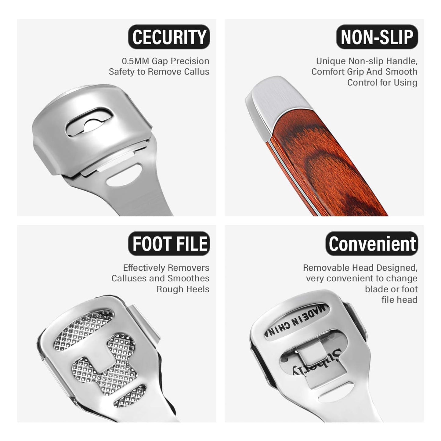 24 Pieces in Total, 2 Callus Shaver Sets Include 20 Replacement Slices 2 Callus Shavers and 2 Foot File Heads Foot Care Tools Hard Skin Remover for Hand Feet (Wooden Handle) Health & Beauty > Personal Care > Foot Care Mudder   