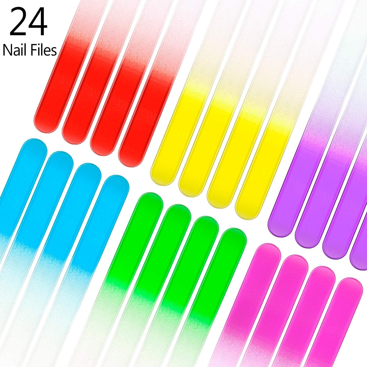 24 Pieces Nail Files Glass Nail Files Fingernail File Nail Care Manicure Tools Set, Gradient Rainbow Color Buffer Manicure for Natural Nail Health & Beauty > Personal Care > Cosmetics > Cosmetic Tools > Nail Tools Honoson   