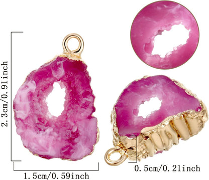 24 Pieces Resin Pendants Beads Charms Pendants Ore-Shaped Pendants Hollowed Beads Pendants Jewelry Findings for Girls Women DIY Necklace Jewelry Making