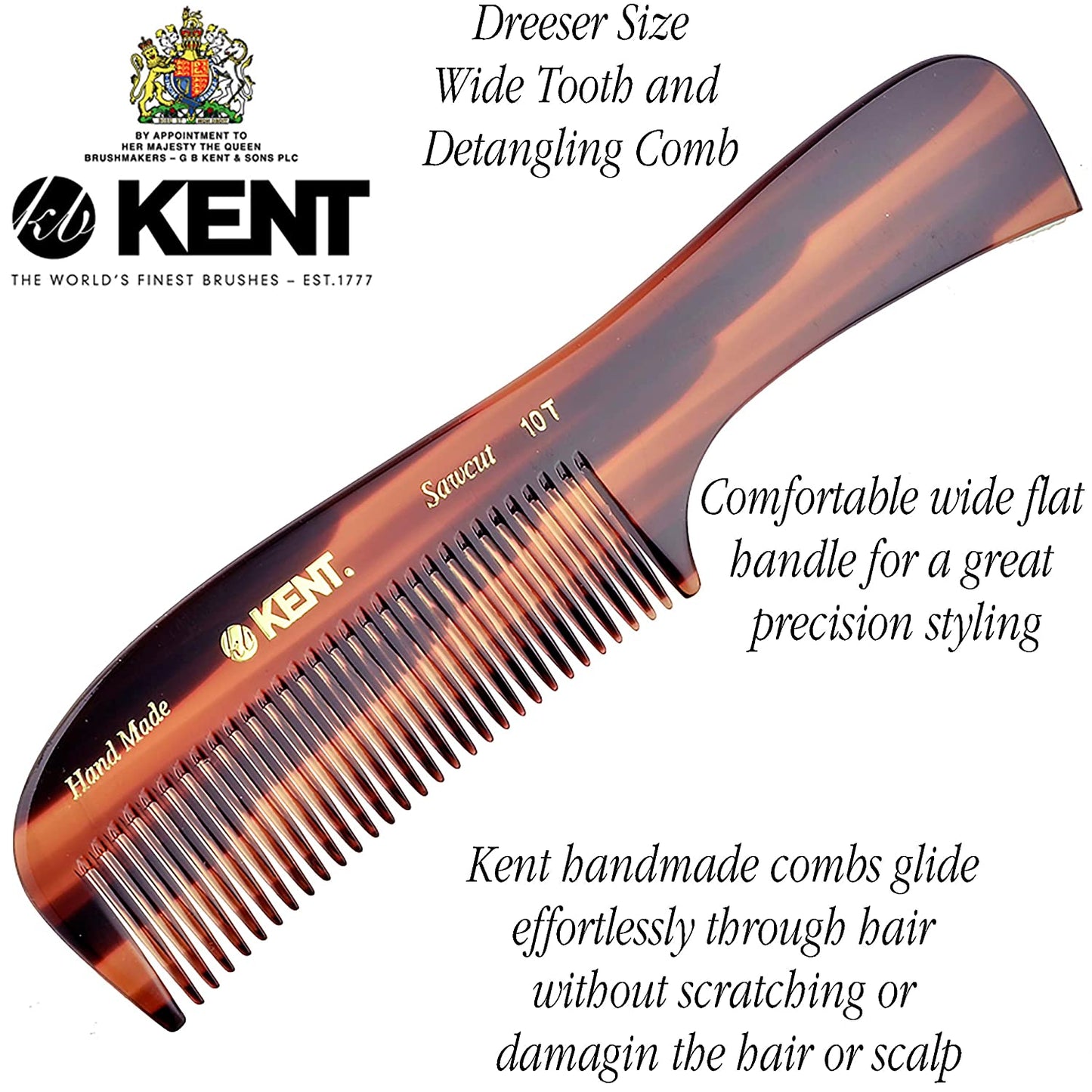 Kent 10T Large Wide Tooth Comb - Rake Comb Hair Detangler / Wide Tooth Comb for Curly Hair - Beard Combs/Hair Comb Hair Care Detangling Comb - Hair Comb for Men Hair Supplies - Natural Hair Comb Set Health & Beauty > Personal Care > Hair Care KENT   