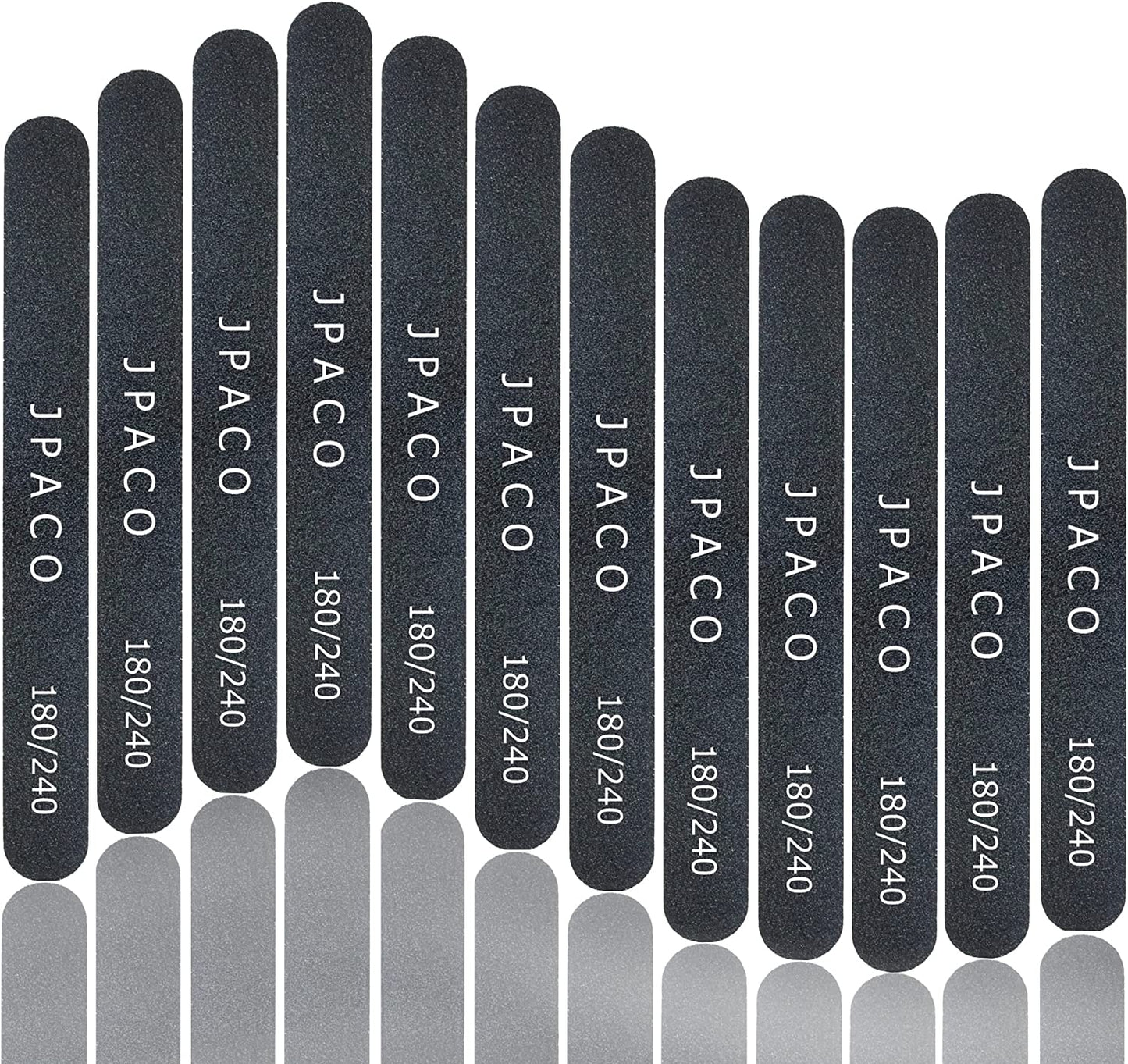 Nail Files 180 240 Grit for Natural Acrylic Poly Nail Extension Gel Nails Double Sided Black Washable Professional Set Manicure Tools (12 Pack) by JPACO Health & Beauty > Personal Care > Cosmetics > Cosmetic Tools > Nail Tools JPACO   
