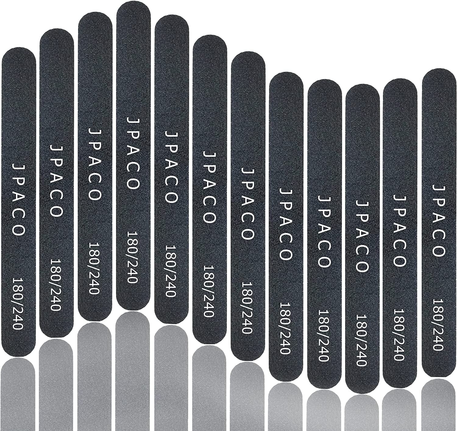 Nail Files 180 240 Grit for Natural Acrylic Poly Nail Extension Gel Nails Double Sided Black Washable Professional Set Manicure Tools (12 Pack) by JPACO Health & Beauty > Personal Care > Cosmetics > Cosmetic Tools > Nail Tools JPACO   