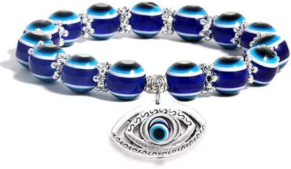 Evil Eye Hamsa Blue Beaded Charm Stretch Bracelet Hand of Fatima Turkish Lucky Evil Eye Bracelet for Protection and Blessing(10 Mm-Plastic) Apparel & Accessories > Jewelry > Bracelets generic 8 mm-D  
