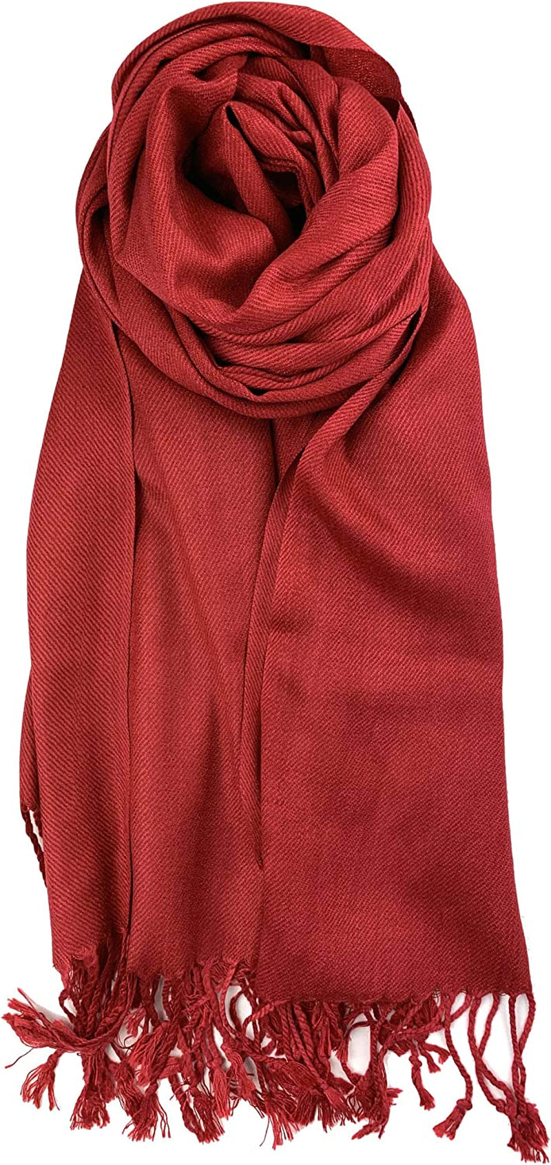 Plum Feathers Premium Solid Color and Metallic Fashion Scarf, Womens Pashmina Shawl Wrap with Fringes Apparel & Accessories > Clothing Accessories > Scarves & Shawls Plum Feathers Burgundy  