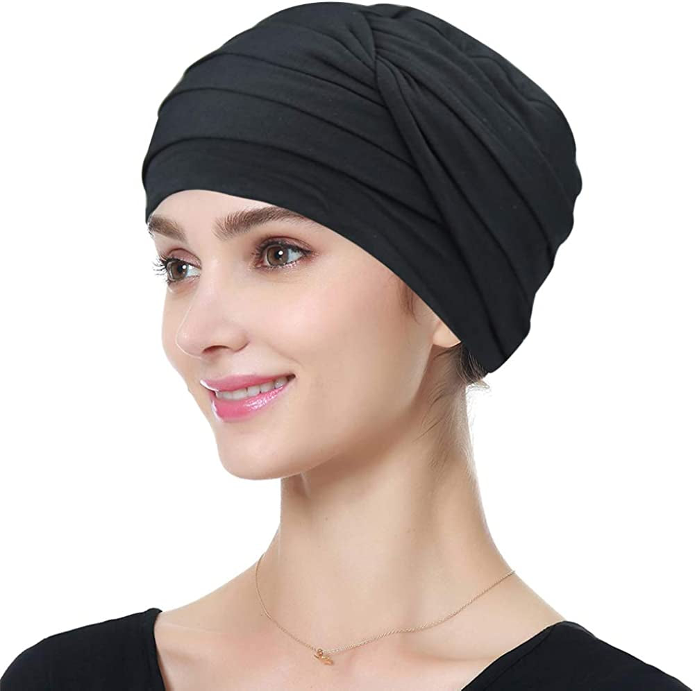Bamboo Chemo Headwear Head Wraps for Cancer Patients – Warm, Super Comfy Apparel & Accessories > Clothing Accessories > Headwear KYLIE MAX Black  
