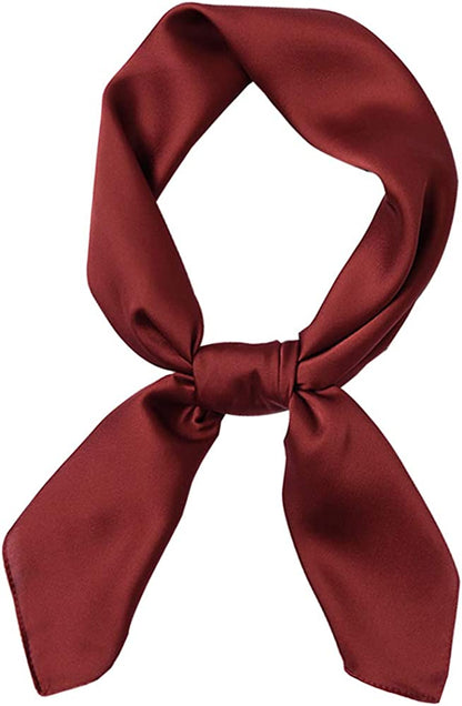 Women'S Fashion Soft Large Satin Square Chiffon Polyester Scarf Set Head Neck Multiuse Solid Colors Available Apparel & Accessories > Clothing Accessories > Bandanas & Headties Persmileful Dark Red  