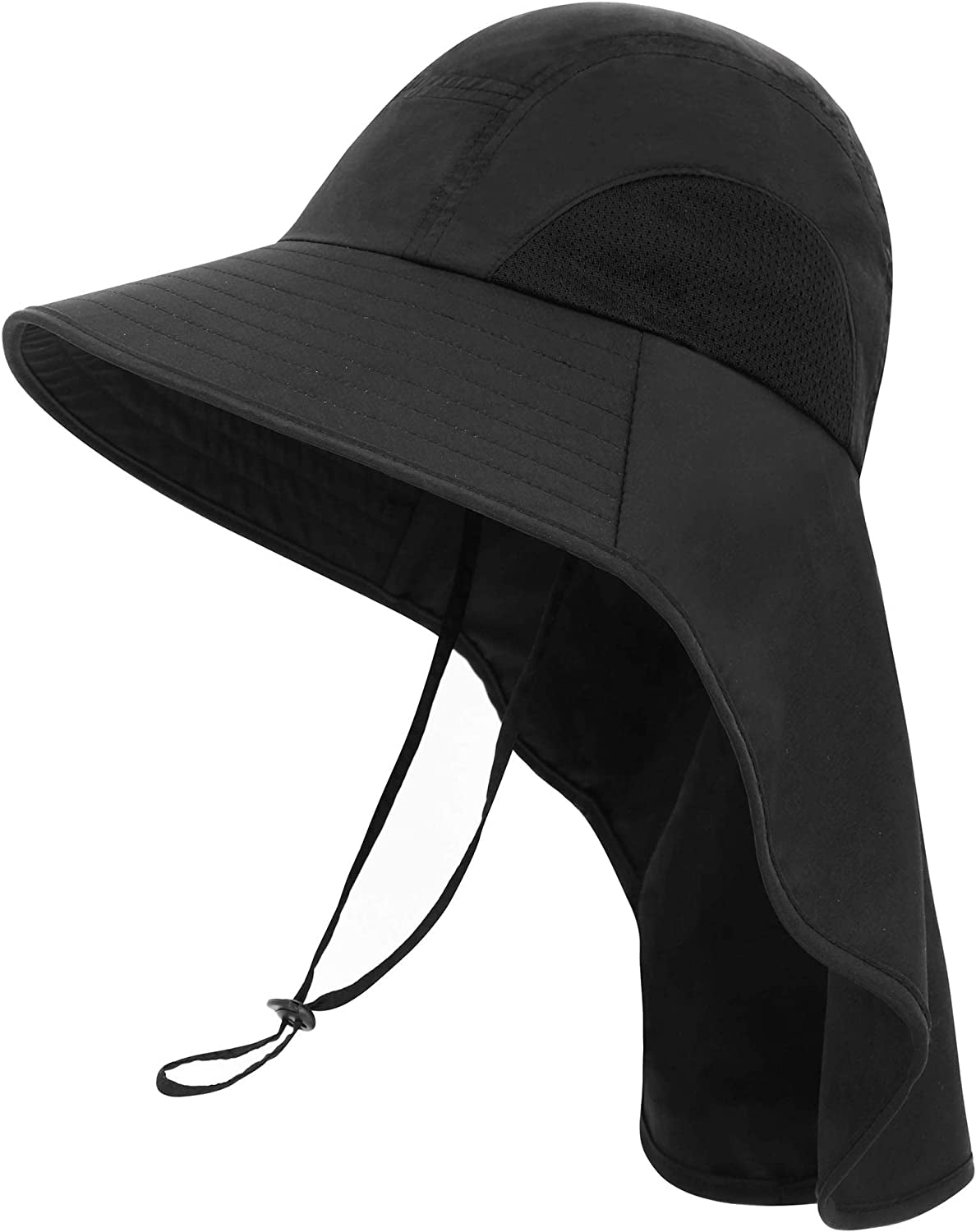 Toppers Womens Mens Sun Hat Rollable UPF 50+ Wide Brim Gardening Hat with Neck Flap Apparel & Accessories > Clothing Accessories > Hats Toppers Unisex_black  