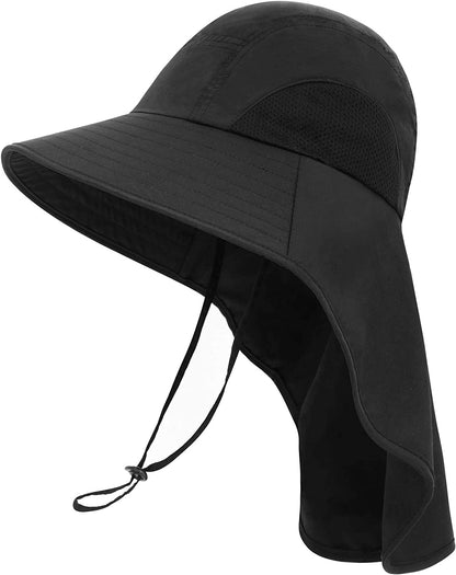 Toppers Womens Mens Sun Hat Rollable UPF 50+ Wide Brim Gardening Hat with Neck Flap Apparel & Accessories > Clothing Accessories > Hats Toppers Unisex_black  