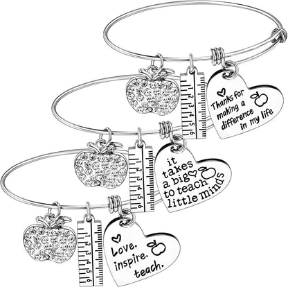 Pack of 3 Teacher Bangles Gifts for Teacher Open School Gifts for Teachers Thank You Bangle Bracelets Apparel & Accessories > Jewelry > Bracelets Nzztont 3PCs Bangles Mixed Style 01  