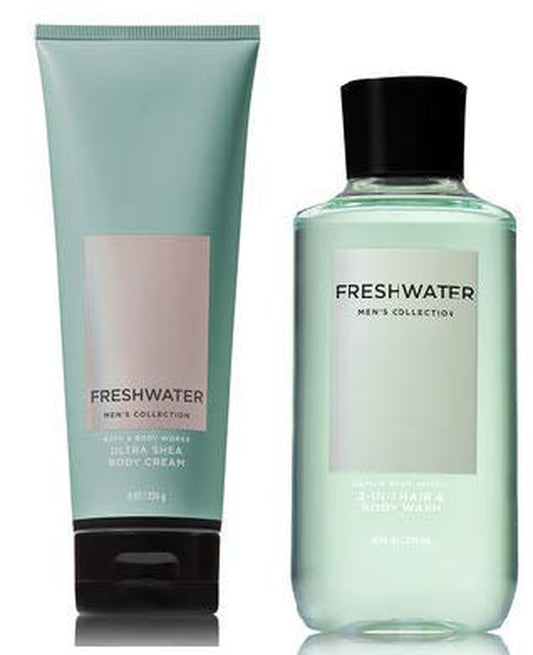 Bath and Body Works Men'S Collection Freshwater 2 in 1 Hair and Body Wash 10 Oz and Body Cream 8 Oz. Health & Beauty > Personal Care > Cosmetics > Bath & Body Bath & Body Works   