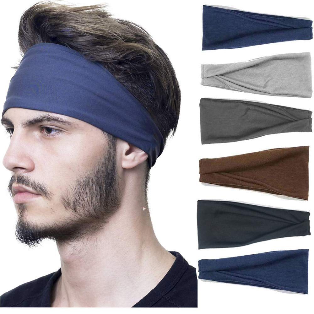 Headbands for Women, 6 PCS Yoga Running Sports Headbands Tie Dye Boho Pattern Elastic Non Slip Sweat Workout Hair Fashion Bands for Girls Apparel & Accessories > Clothing Accessories > Bandanas & Headties OFFTESTY Headbands Color-3  