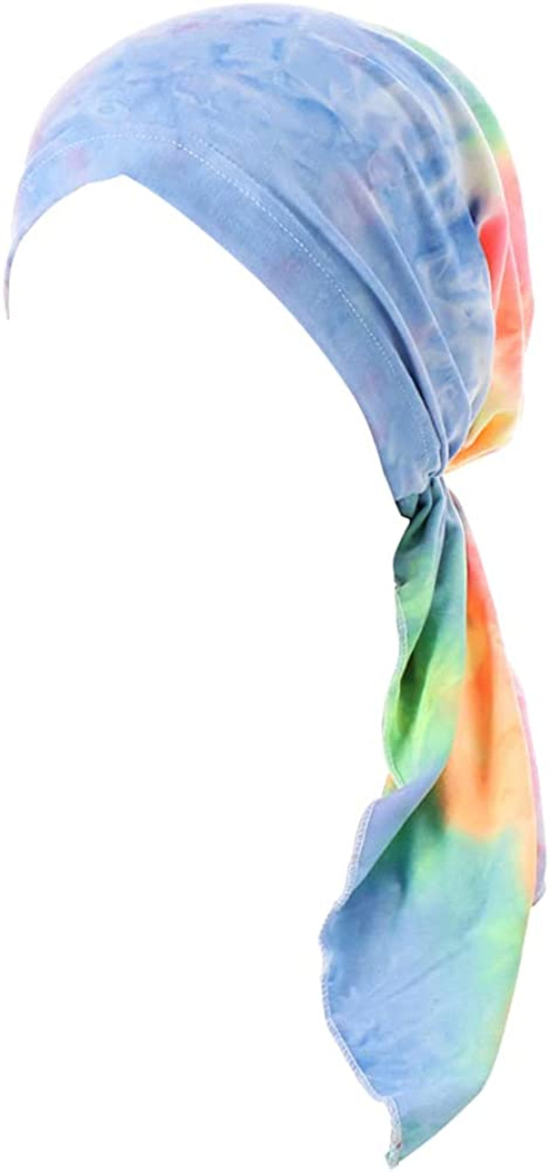 Fxhixiy Pre-Tied Bandana Turban Hat Chemo Cancer Headscarf Headwraps Headwear for Women Hair Cover Hat Apparel & Accessories > Clothing Accessories > Bandanas & Headties Fxhixiy Blue Green  