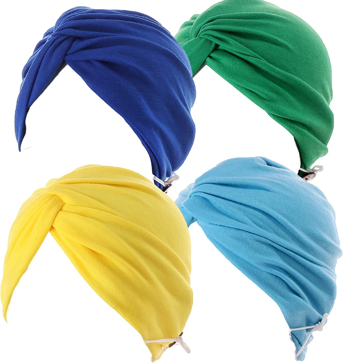 Qianmome 2-4 Pack Beanie with Button for Women Men Nurse,Working Hat,Chemo Caps for Cancer Patients Apparel & Accessories > Clothing Accessories > Headwear Qianmome 1b40-sapphire&green&yellow&blue  