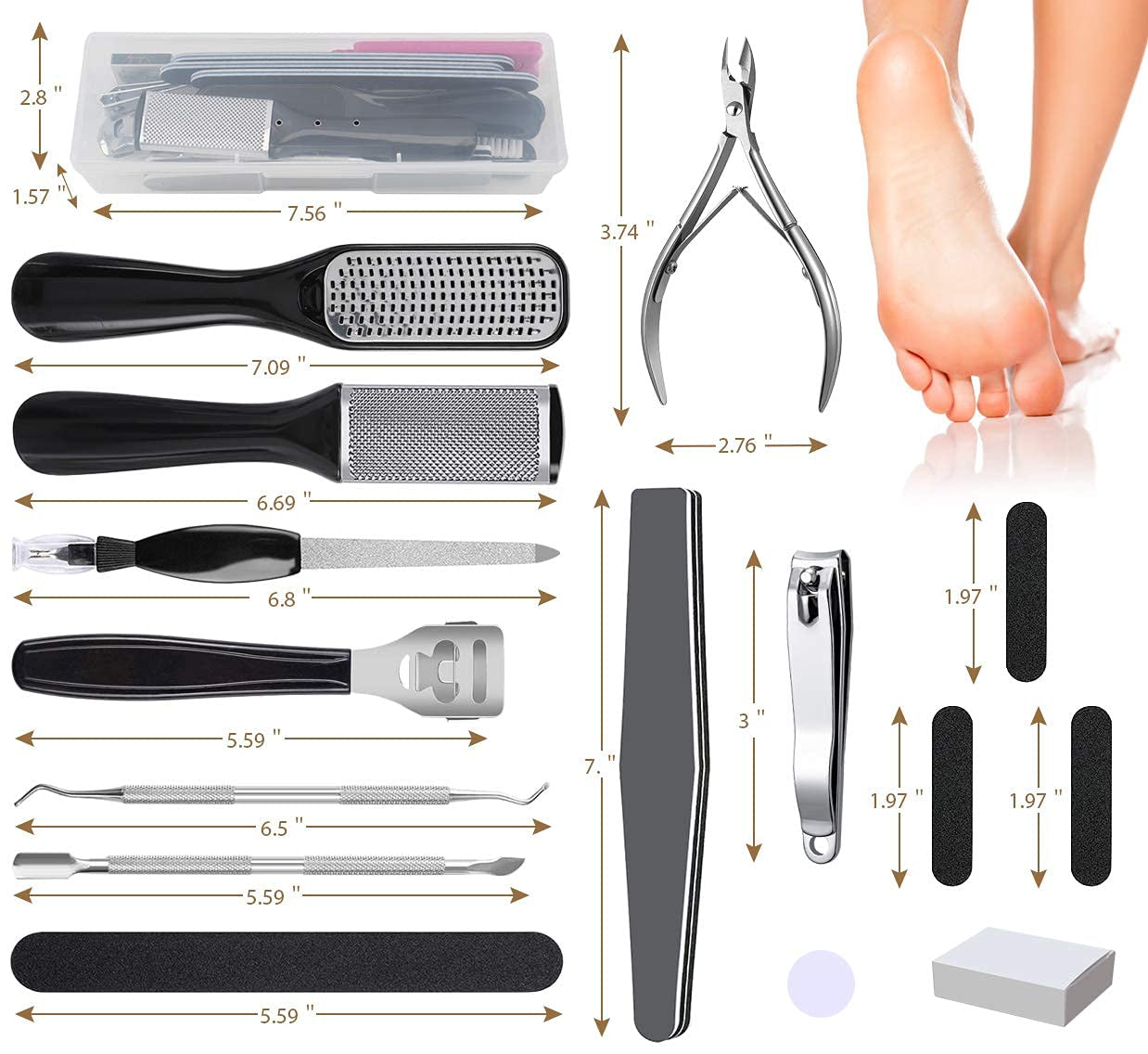 Professional Pedicure Kit 15 Pcs,Vnina Pedicure Tools Set,Nail Tools Supplies Set, Foot Scrub Deadskin Callus Remover, Stainless Steel Foot File Pedicure Supplies for Men Women Care Health & Beauty > Personal Care > Foot Care Vnina   