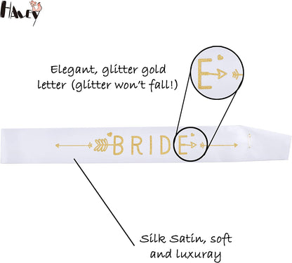 Haley Party Bride Tribe Sash Bridesmaid Sashes Bachelorette Party Sash Set Bride Sash Bridal Shower Decorations (6 PCS in Black and White with Gold Lettering) Apparel & Accessories > Clothing Accessories > Sashes Haley Party   