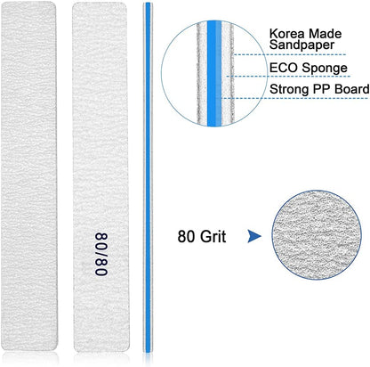 Nail Files-Nail File for Acrylic Nails 12Pcs, 80/80 Grit Nail Files Emery Boards for Acrylic Nails, Jumbo File Washable Thick Professional Square Nail File Manicure Tools for Nail Tech Health & Beauty > Personal Care > Cosmetics > Cosmetic Tools > Nail Tools BLESWIN   