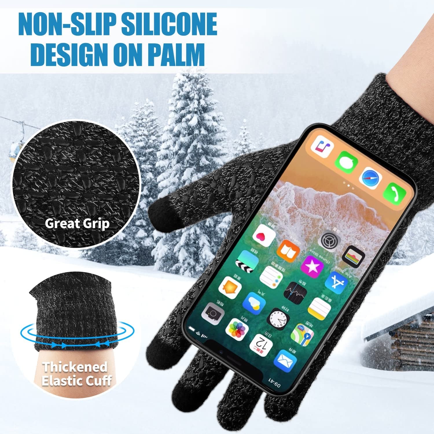 Winter Gloves for Women and Men 1/2/3 Pairs,Upgraded Touch Screen Gloves,Anti-Slip Silicone Gel- Thermal Soft Wool Lining Apparel & Accessories > Clothing Accessories > Gloves & Mittens COOYOO   