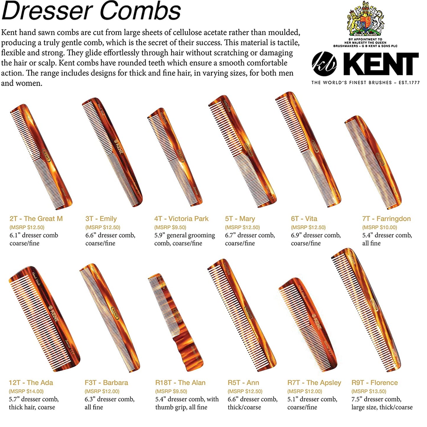 Kent F3T Fine Tooth Comb for Hair Care/Parting Comb and Combs for Men and Combs for Women - Dandruff Hair Comb/Kent Mens Combs for Hair Fine Teeth Comb Hair Comb Fine/Men Comb Comb for Women Health & Beauty > Personal Care > Hair Care KENT   