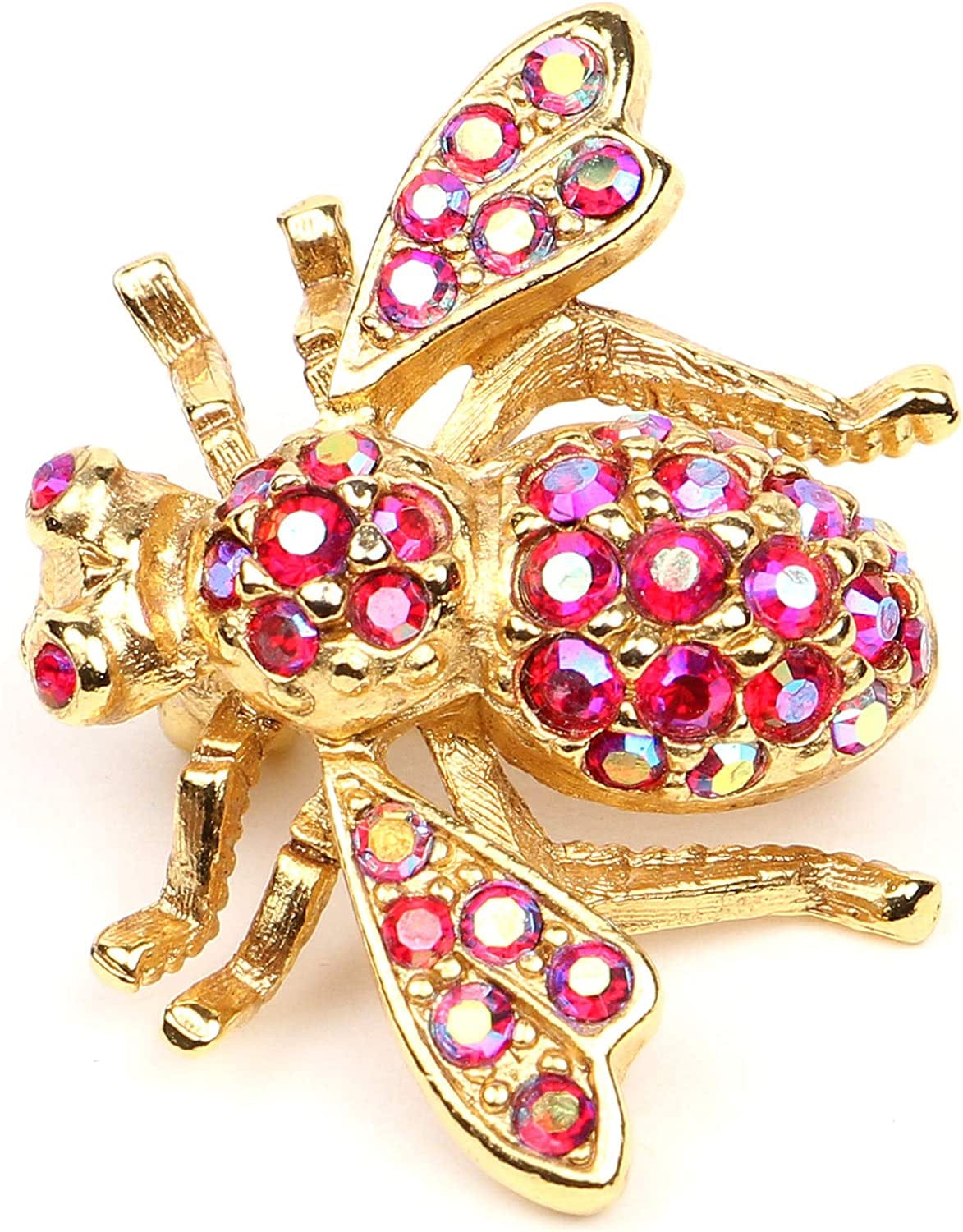 24K Gold Plated Made in New York Luxury Statement Bug Bee Fly Insect Color Crystal Swarovski Vintage Designer Brooch Pin Badge Anniversary Mother Gift Hoeny Bee