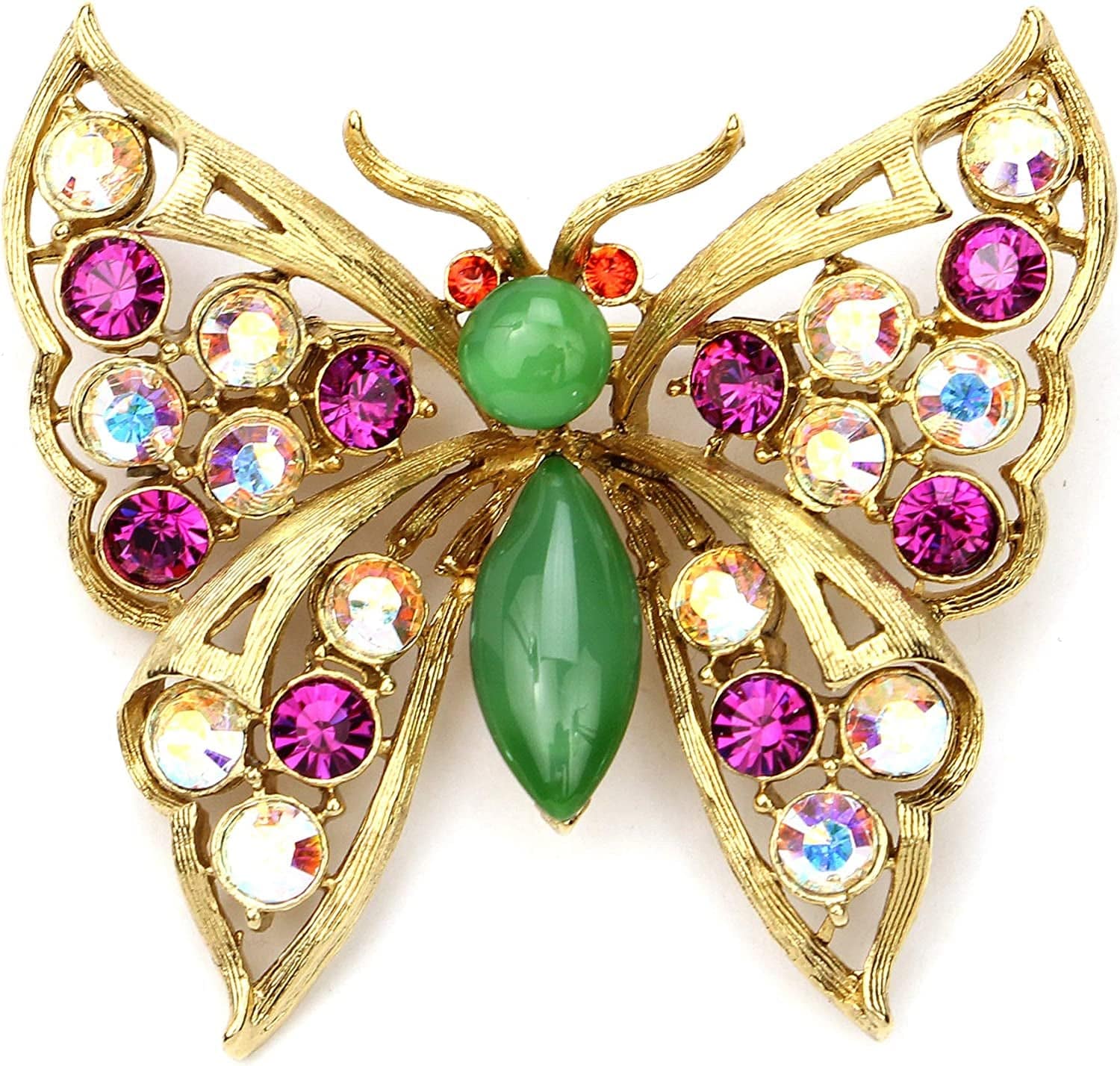 24K Gold Plated Made in New York Luxury Statement Bug Bee Fly Insect Color Crystal Swarovski Vintage Designer Brooch Pin Badge Anniversary Mother Gift Butterfly