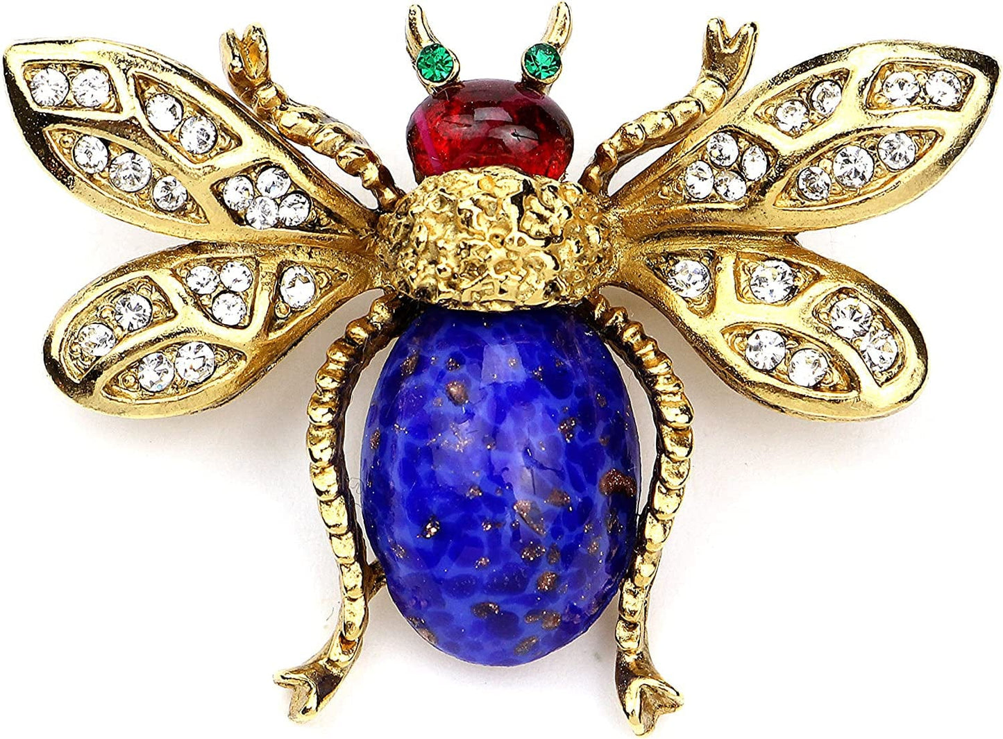 24K Gold Plated Made in New York Luxury Statement Bug Bee Fly Insect Color Crystal Swarovski Vintage Designer Brooch Pin Badge Anniversary Mother Gift Bee Bug