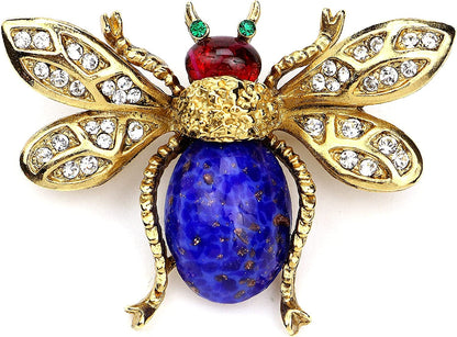 24K Gold Plated Made in New York Luxury Statement Bug Bee Fly Insect Color Crystal Swarovski Vintage Designer Brooch Pin Badge Anniversary Mother Gift Bee Bug
