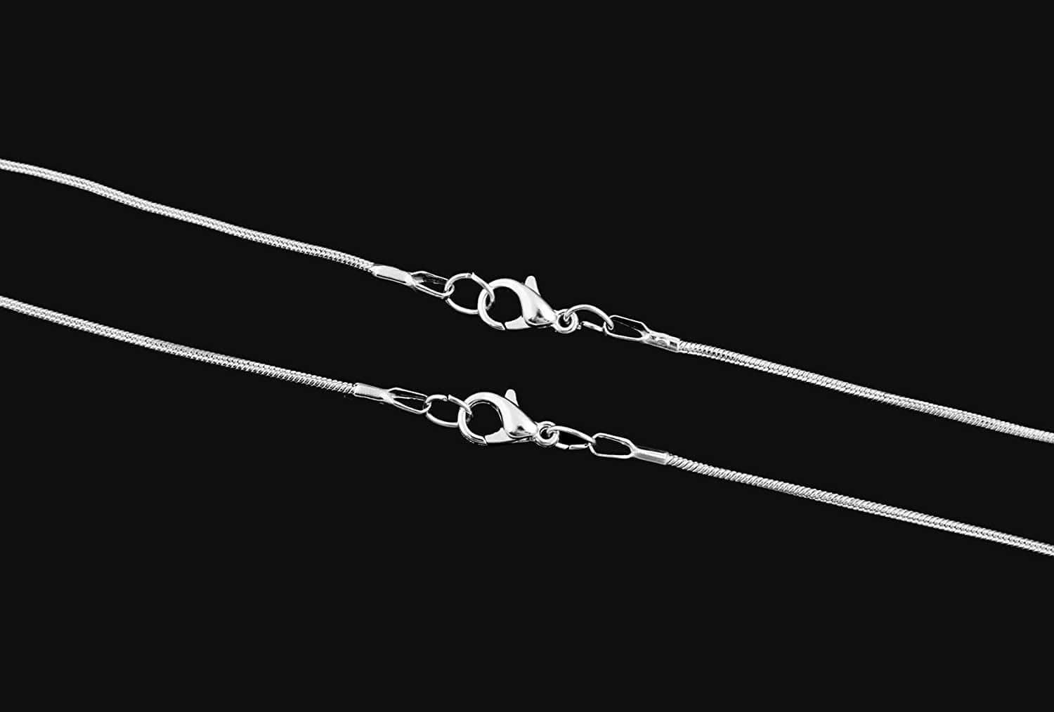 24Pcs 18 Inch 925 Silver Plated 1.2Mm DIY Snake Chain Charms Link Necklace with Lobster Clasps for Jewelry Making