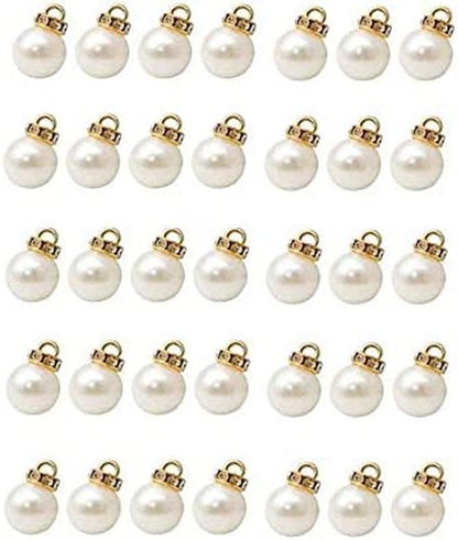 25 Pcs Faux Pearl Flat Pin Charms Beads Pendants DIY Jewelry Making Findings