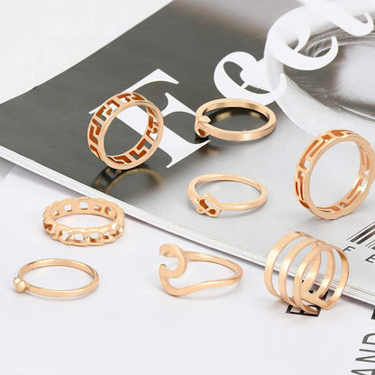 25 Pcs Knuckle Rings for Women Stackable Rings Sets Girls Bohemian Retro Vintage Joint Finger Rings Gold Rings Set for Women Men Hollow Carved Flowers Crystal Rings