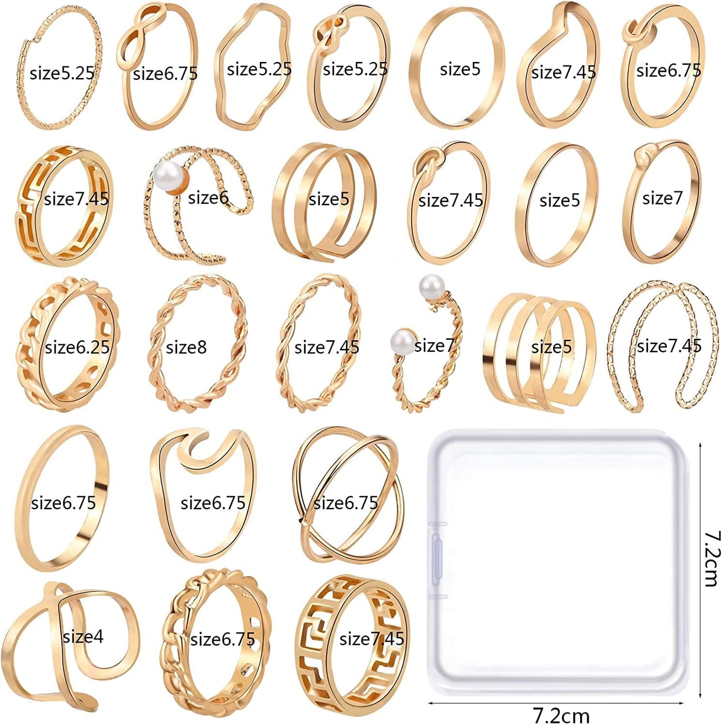 25 Pcs Knuckle Rings for Women Stackable Rings Sets Girls Bohemian Retro Vintage Joint Finger Rings Gold Rings Set for Women Men Hollow Carved Flowers Crystal Rings