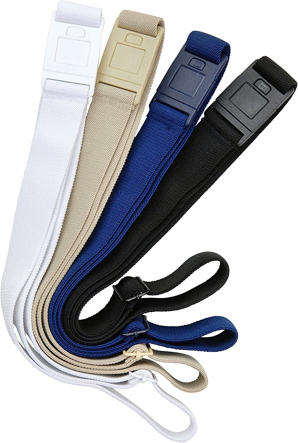 Beltaway-The Square Adjustable No Show Flat Buckle Belt Comfortably Holds Your Pants Up Apparel & Accessories > Clothing Accessories > Belt Buckles BELTAWAY 4 Pack W,bl,de,s One Size (0-14) 