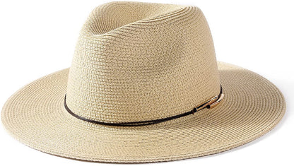FURTALK Panama Hat Sun Hats for Women Men Wide Brim Fedora Straw Beach Hat UV UPF 50 Apparel & Accessories > Clothing Accessories > Hats KYLIE MAX Z-beige Medium 