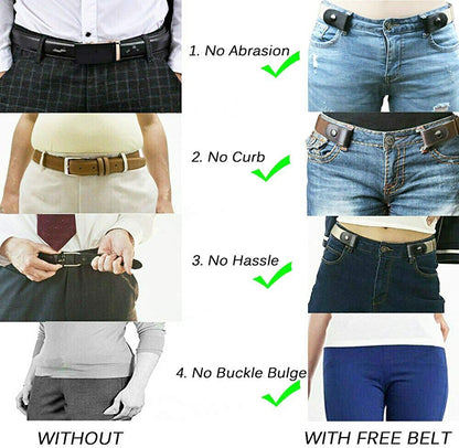 VJK No Buckle Free Elastic Belt for Women Men, Comfortable Adjustable Invisible Stretch Waist Belt for Jeans No Bulge 110Cm Apparel & Accessories > Clothing Accessories > Belts VJK   