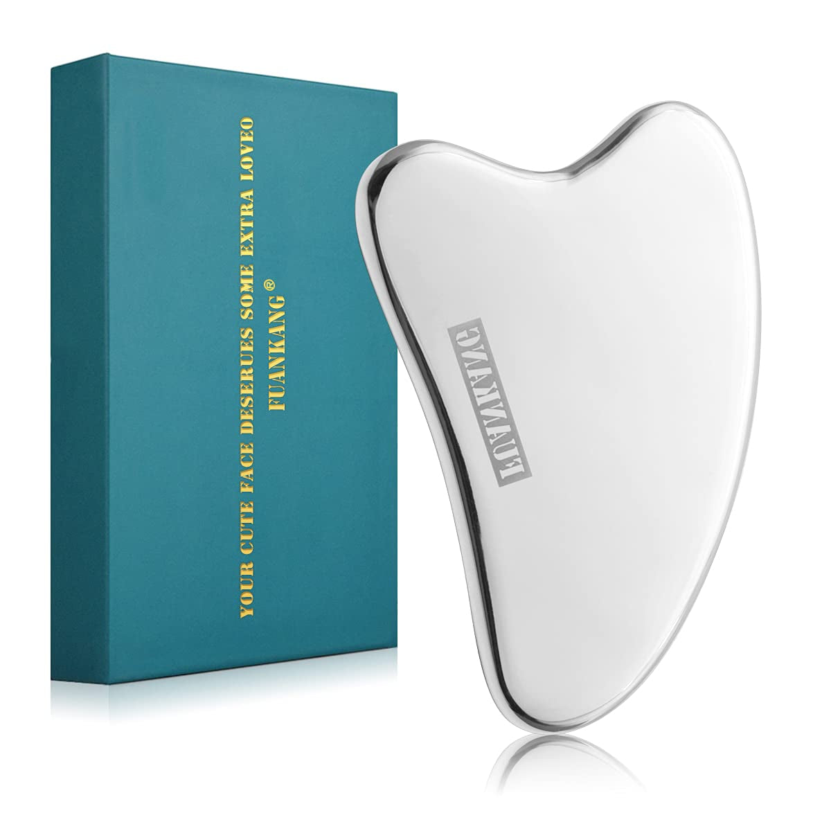 Gua Sha Facial Tools Stainless Steel Scraping Massage Tool for Face Stainless Steel Gua Sha Tool with Travel Pouch- by FUANKANG Health & Beauty > Personal Care > Cosmetics > Cosmetic Tools > Skin Care Tools FUANKANG Heart shape  