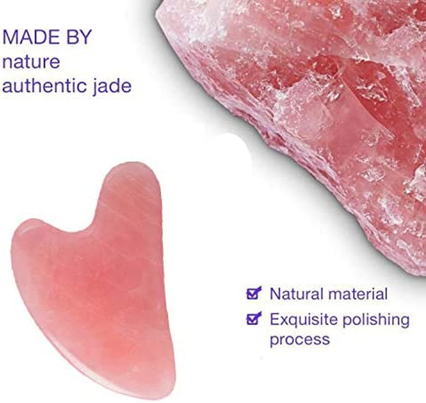 Jade Gua Sha Facial Tools- Women'S Facial Beauty Tools Natural Jade Stone Pink Scraping Board for Physical Therapy and SPA Acupuncture Therapy Used for Face, Eyes, Neck and All Parts of the Body Health & Beauty > Personal Care > Cosmetics > Cosmetic Tools > Skin Care Tools Hanzim   