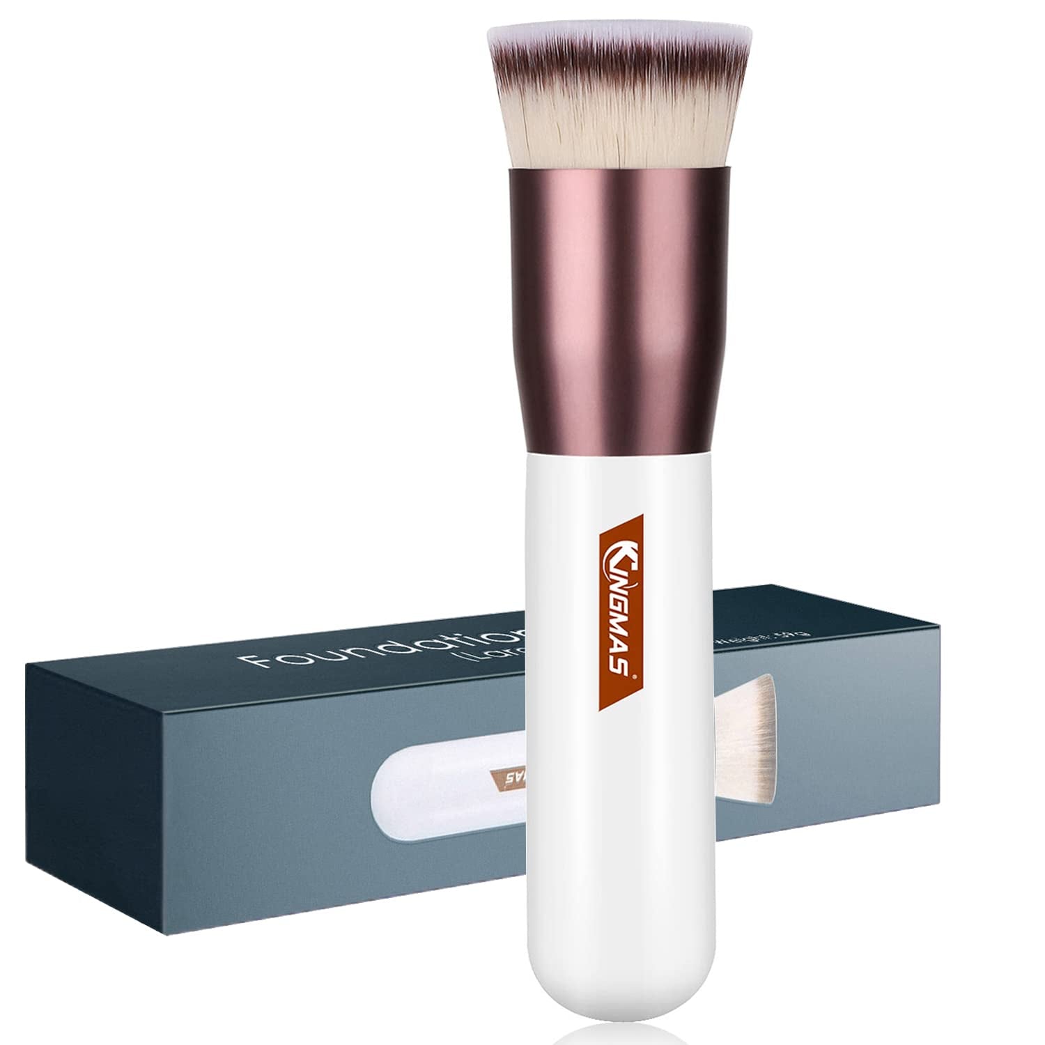 Flat Top Foundation Brush, Premium Kabuki Makeup Brush for Liquid, Blending, Cream, Powder,Blush Buffing Stippling Face Makeup Tools (Black, a (Flat Top)) Health & Beauty > Personal Care > Cosmetics > Cosmetic Tools > Makeup Tools KINGMAS White A (Flat Top) 