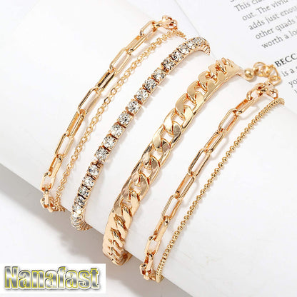 Nanafast 4-6PCS Ankle Bracelets Set for Women Gold Boho Beach Anklet Chain Adjustable Foot Jewelry for Girls Extremely Simple Style Apparel & Accessories > Jewelry > Anklets Nanafast   