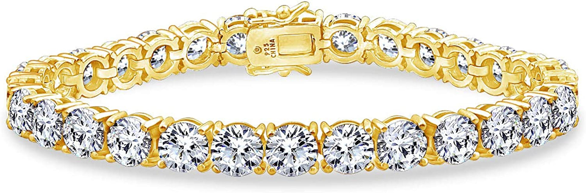 Collection Platinum or Gold Plated Sterling Silver Round-Cut Tennis Bracelet Made with Infinite Elements Zirconia Apparel & Accessories > Jewelry > Bracelets Amazon Collection Yellow-gold-plated 6 mm 7.25" Length