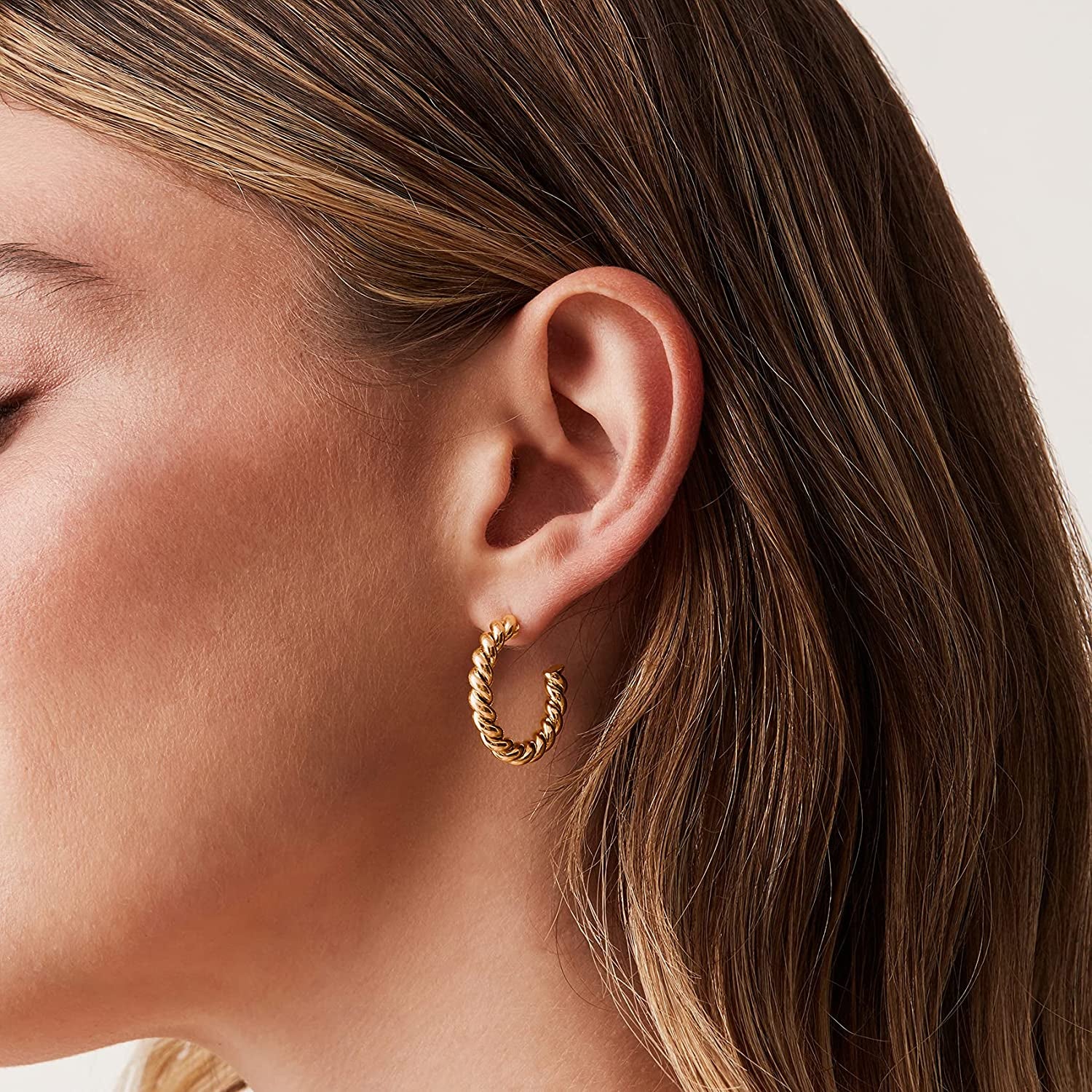 PAVOI 14K Gold Plated 925 Sterling Silver Twisted Rope round Hoop Earrings in Rose Gold, White Gold and Yellow Gold Apparel & Accessories > Jewelry > Earrings PAVOI   
