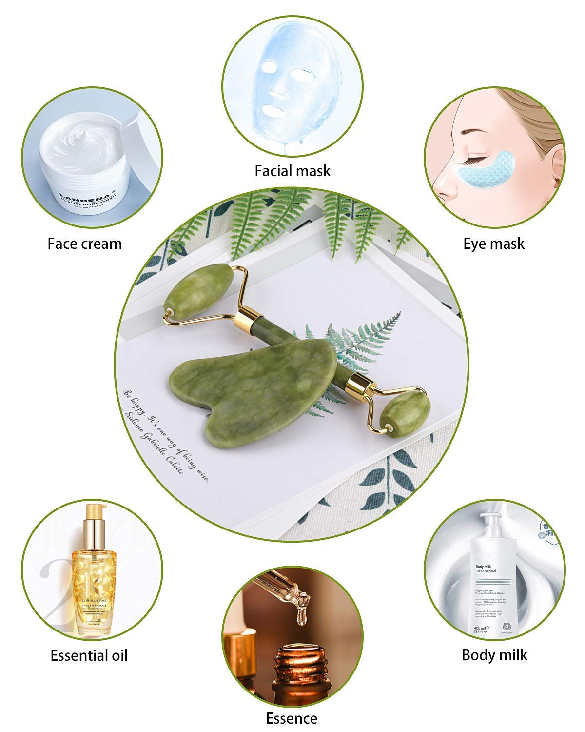 Jade Roller for Face, Jade Roller and Gua Sha Set, EUASOO 100% Real Natural Beauty Jade Facial Roller Massage Tool for Face Eyes Neck Body – anti Aging Beauty Treatment Health & Beauty > Personal Care > Cosmetics > Cosmetic Tools > Skin Care Tools EUASOO   