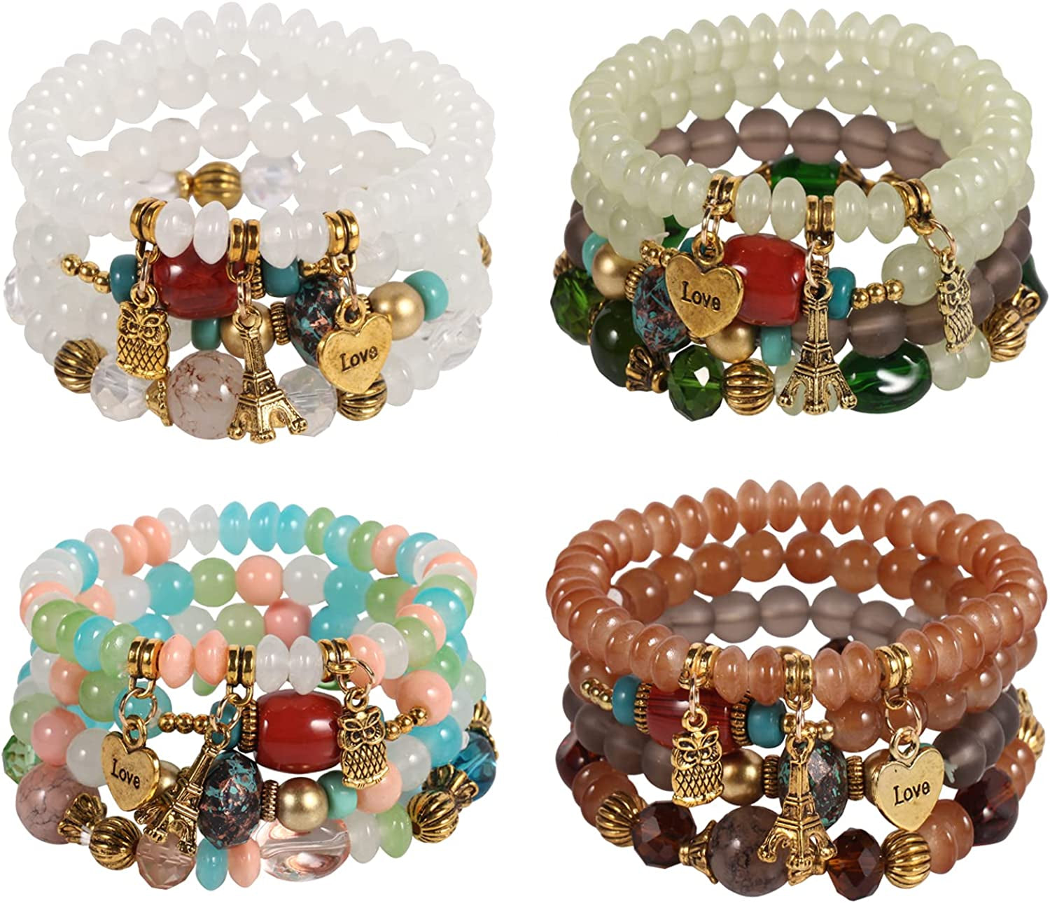 Solosoya Bohemian Boho Stackable Bracelets for Women Set, Girls Stretch Multilayer Stack Beads Colorful Beaded Charm Bracelets Girl Handmade Jewelry Apparel & Accessories > Jewelry > Bracelets Solosoya Color H  