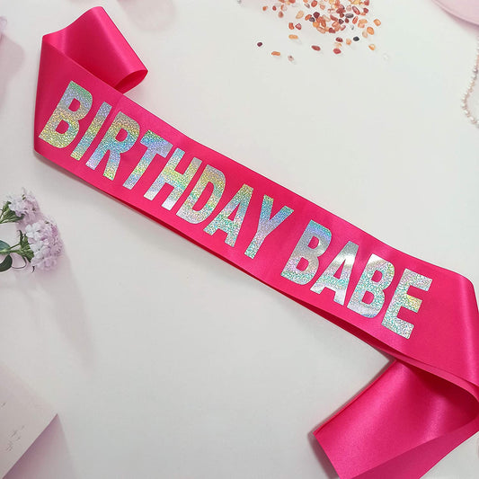 Birthday Babe Sash, Birthday Sash for Girls, Birthday Gifts for Women, Pink and Silver Birthday Party Decorations and Supplies Apparel & Accessories > Clothing Accessories > Sashes Magnusson's Garden   