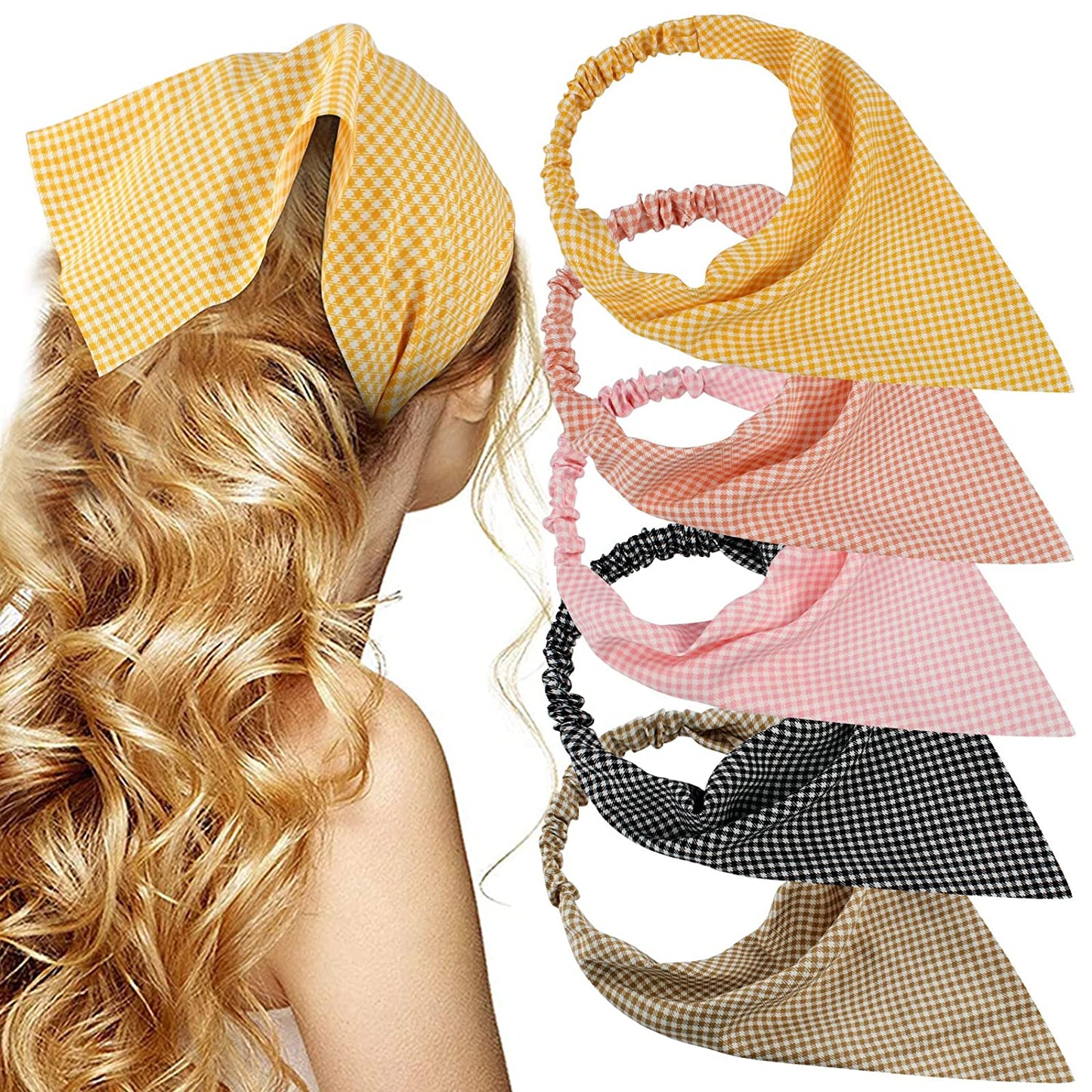 Floral Hair Scarf Headband - TOBATOBA 5 Pcs Hair Bandanas for Women Bandana Headband Chiffon Boho Headbands for Women Elastic Head Bandana Floral Bandana Headbands for Women Girls Hair Accessories Apparel & Accessories > Clothing Accessories > Bandanas & Headties TOBATOBA Stylish Lattice Patterns  