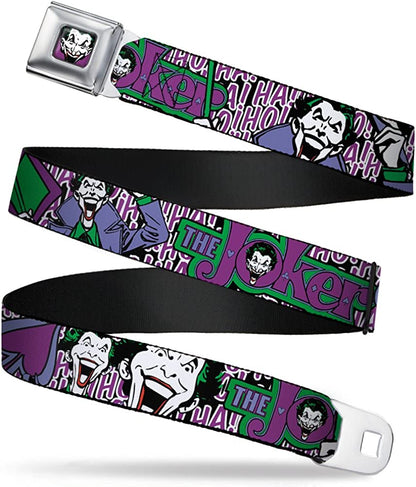 Buckle-Down Seatbelt Belt - Joker Face/Logo/Spades Black/White/Purple - 1.0" Wide - 20-36 Inches in Length Apparel & Accessories > Clothing Accessories > Belts Buckle-Down 1.0" Wide - 20-36 Inches in Length  