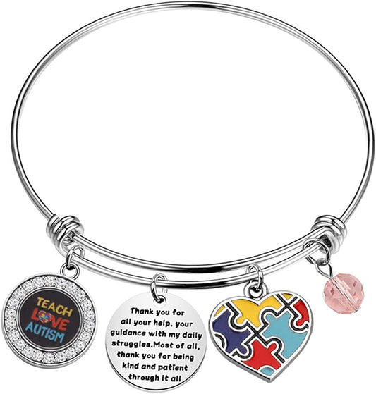 UJIMS Autism Teacher Quote Gifts SPED Teacher Bracelet Thank You for All Your Help Appreciation Jewelry for PPCD Teacher Educator Gift Apparel & Accessories > Jewelry > Bracelets UJIMS Autism Teacher Appreciation Bracelet  