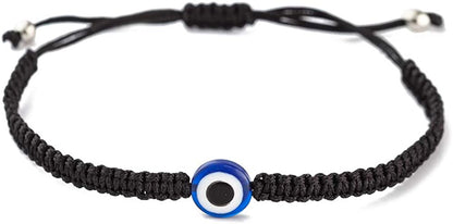 Handmade String Evil Eye Bracelet for Women Men Girls Boys Black Red Thread Adjustable Bracelets Minimalist Jewelry Apparel & Accessories > Jewelry > Bracelets kelistom 02. black one eye  