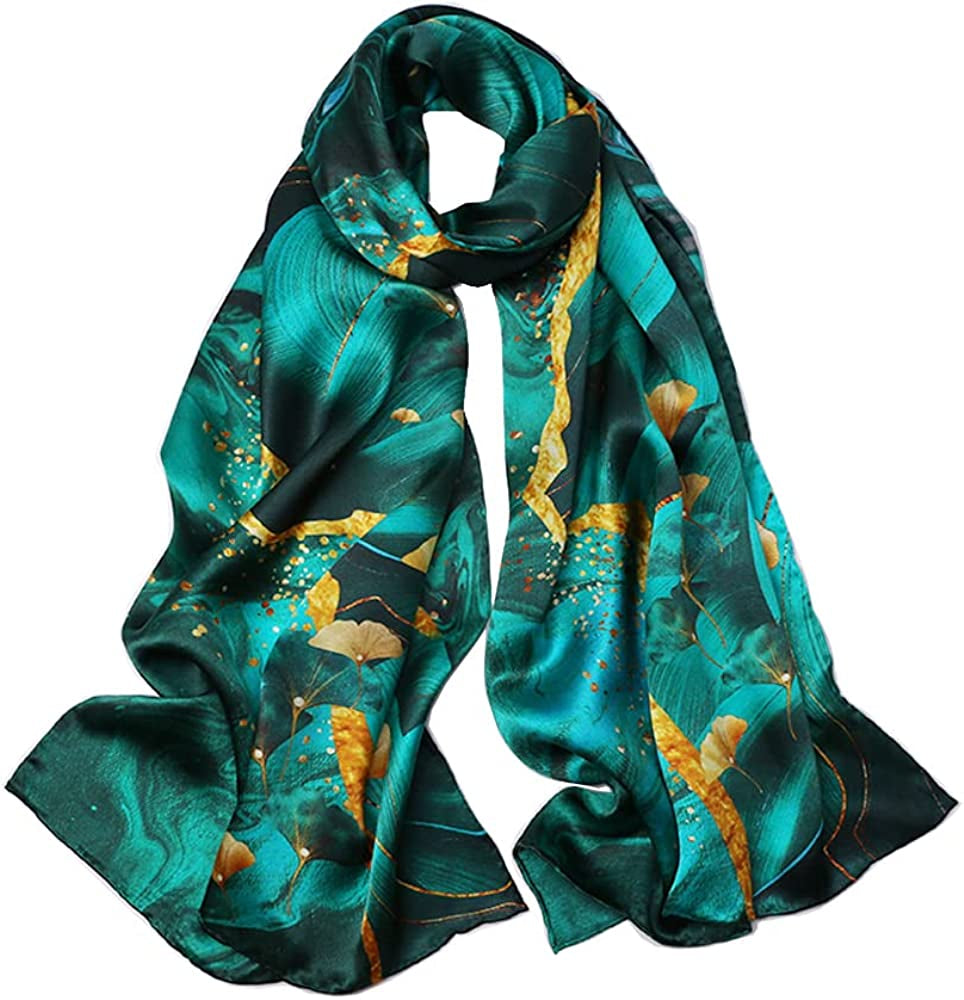 Women'S Mulberry Silk Scarf Floral Print Satin Long Scarf Wrap Shawl Apparel & Accessories > Clothing Accessories > Scarves & Shawls Smi&Love Mzyy05  