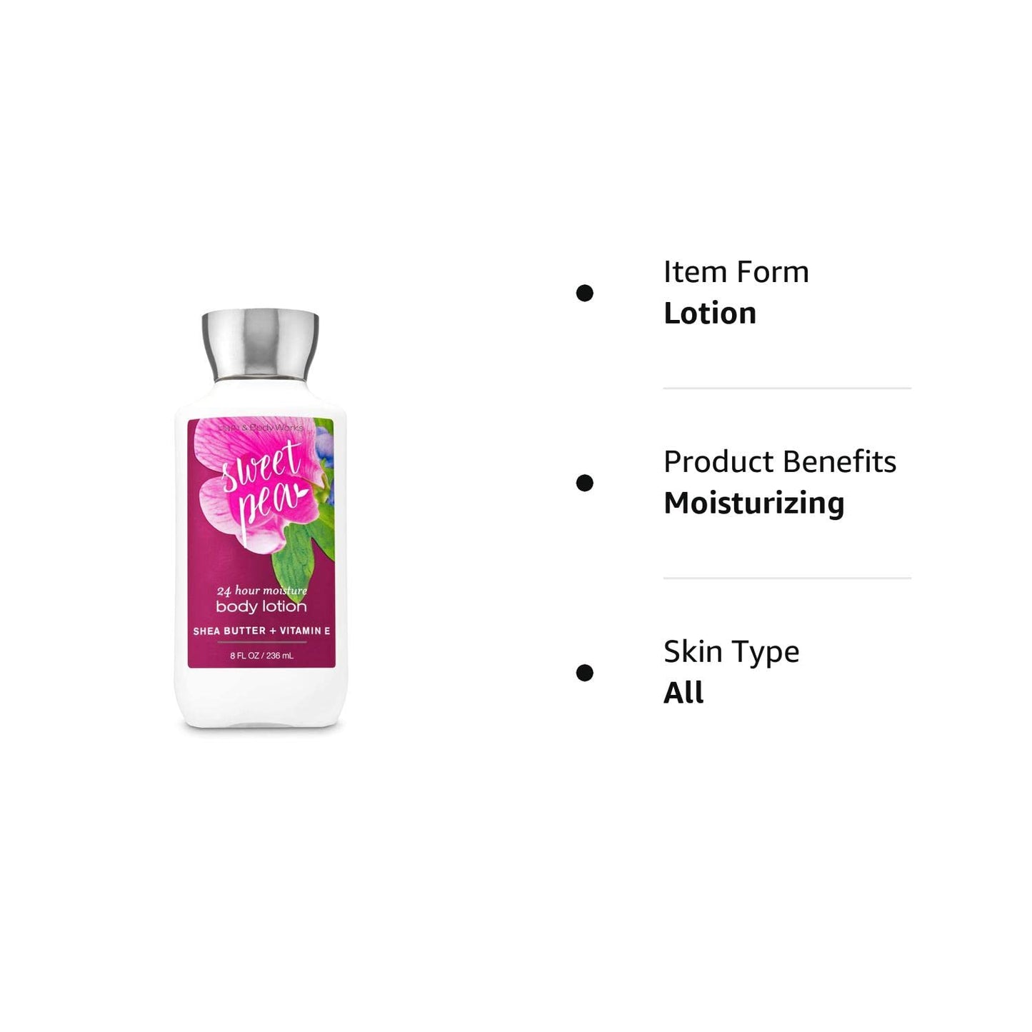 Bath & Body Works Sweet Pea Body Lotion Signature Collection 8 Oz Health & Beauty > Personal Care > Cosmetics > Bath & Body Bath & Body Works   